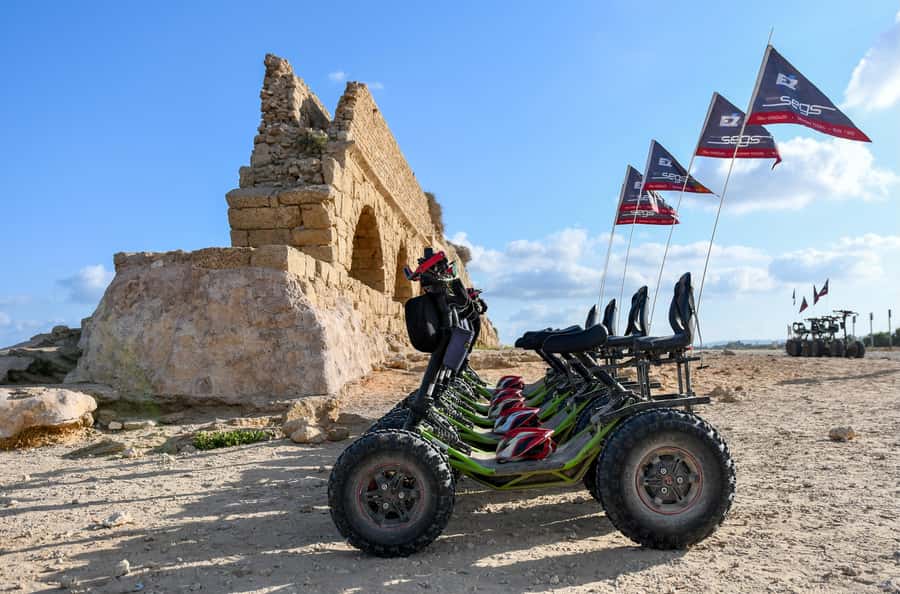 Caesarea: EZ Raider Guided Tour 2025 - Riding an EZ Raider through ancient Caesarea