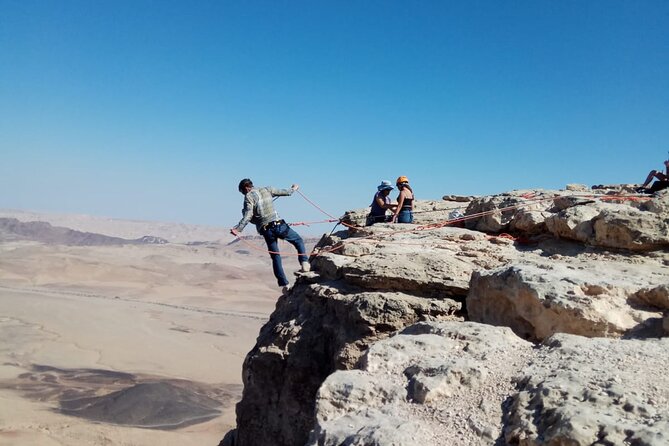 Rappelling Down the Ramon Crater Cliff - The view from the cliff, not just the rim